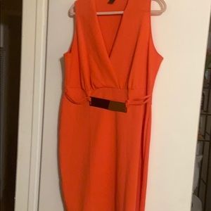 Cute orange faux wrap dress